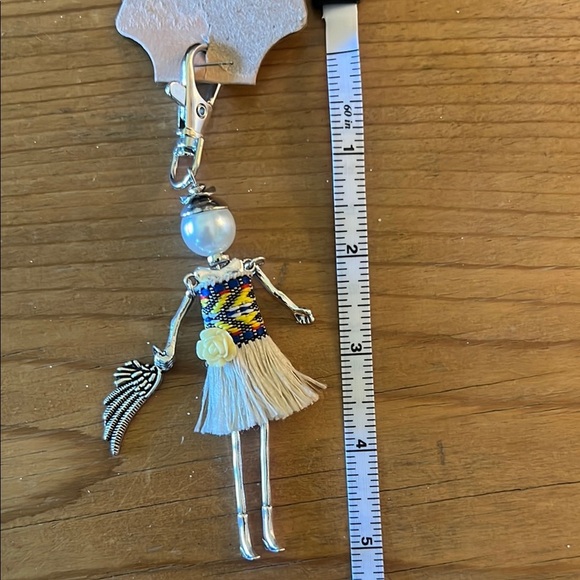 Beaded Doll Keychain with Silver Accents - Picture 1 of 1